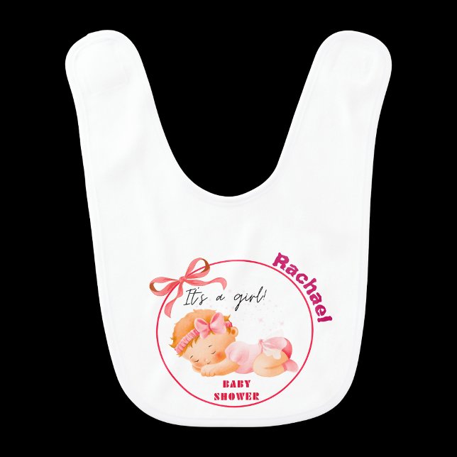 Pink Baby Shower, Baby Girl Shower Baby Bib (Creator Uploaded)