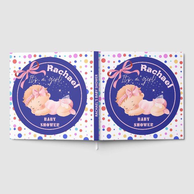 Pink Baby Shower, Baby Girl Shower Guest Book (Full)