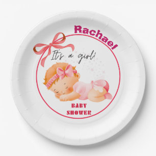 Pink Baby Shower, Baby Girl Shower Paper Plates