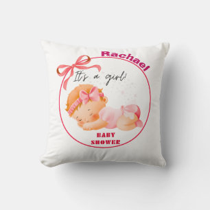 Pink Baby Shower, Baby Girl Shower Throw Pillow