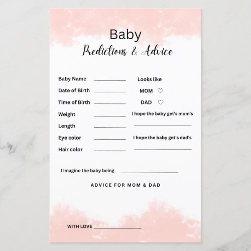 pink Baby shower baby Prediction and Advice 