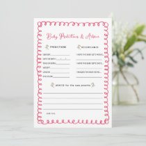 Pink Baby Shower Baby Prediction and Advice Cards