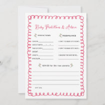 Pink Baby Shower Baby Prediction and Advice Cards