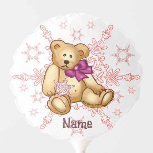 Pink Baby Shower Bear custom name Balloon
