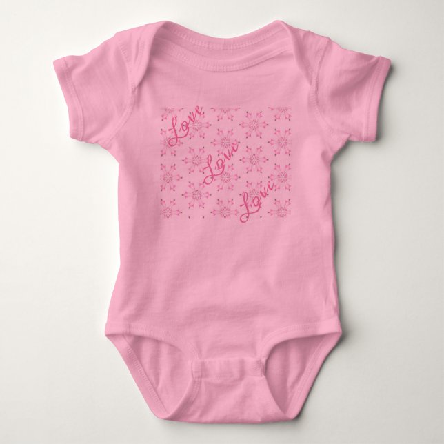 Pink Baby Shower Beautiful Baby Girl FlowerPattern Bodysuit (Front)