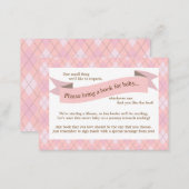Pink Baby Shower Book Insert Request Card for Girl (Front/Back)