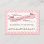 Pink Baby Shower Book Insert Request Card for Girl