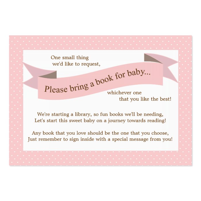 Pink Baby Shower Book Insert Request Card for Girl Zazzle