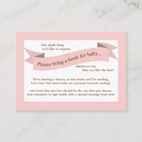Pink Baby Shower Book Insert Request Card for Girl Business Card Templates