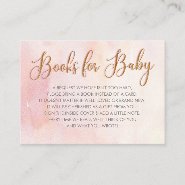 Pink Baby Shower Book Request Business Card (Front)