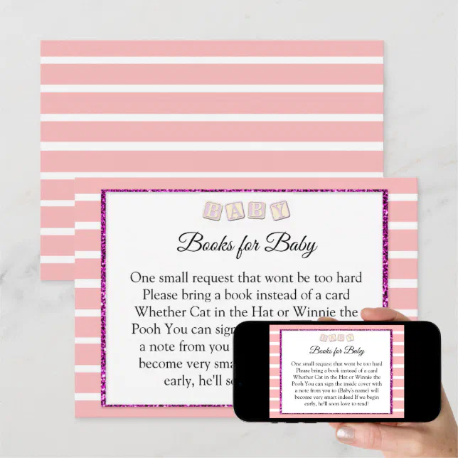 Pink Baby Shower Books For Baby Card | Zazzle
