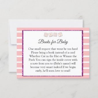 Pink Baby Shower Books For Baby Card | Zazzle