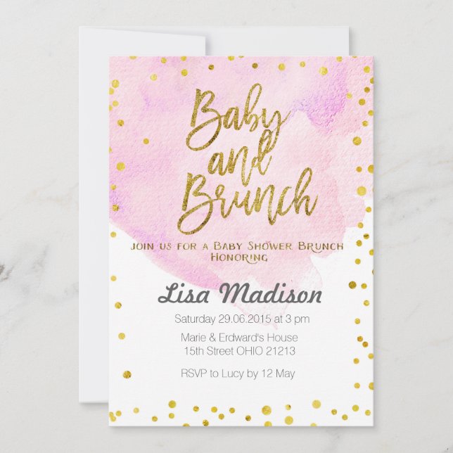 Pink Baby Shower Brunch Invitation (Front)