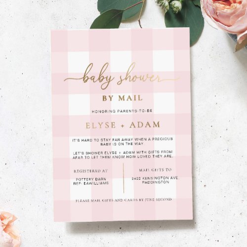 Pink Baby Shower By Mail Foil Invitation