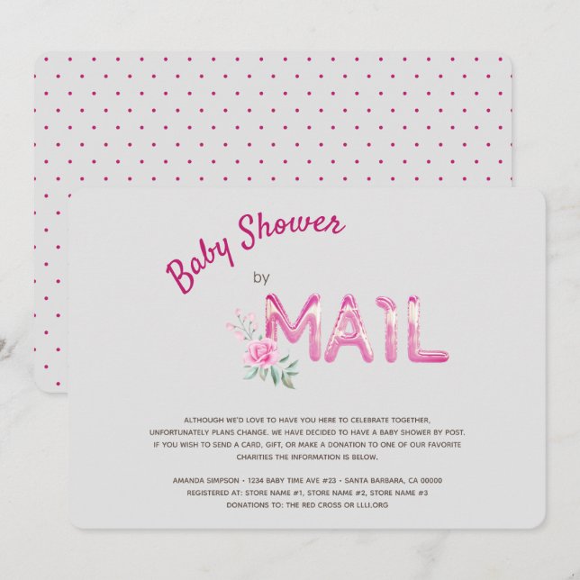 Pink Baby Shower by Mail for Girls Invitation (Front/Back)