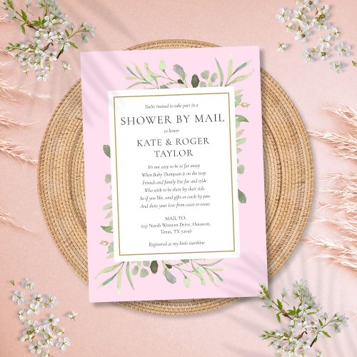 Pink Baby Shower By Mail Long Distance Greenery Invitation