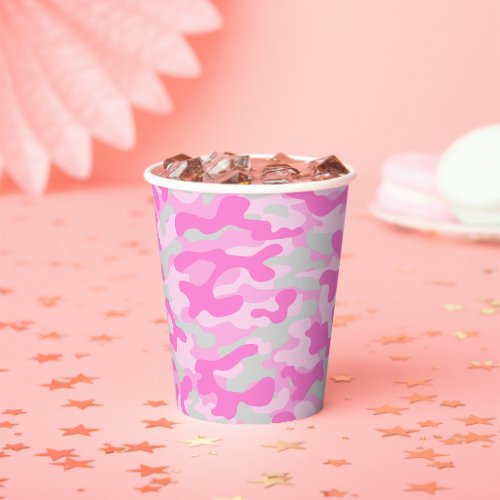 Pink Baby Shower Camo  Paper Cups