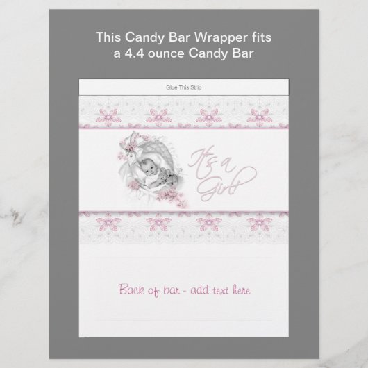 Pink Baby Shower Candy Bar Wrapper (Front)
