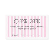 Pink Baby Shower Diaper Raffle Enclosure Card