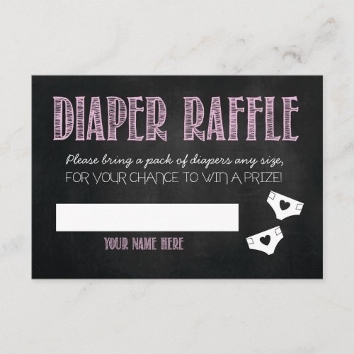 Pink Baby Shower Diaper Raffle Ticket Enclosure Card