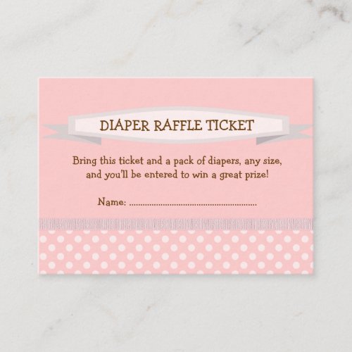 Pink Baby Shower Diaper Raffle Ticket Insert Business Card Template