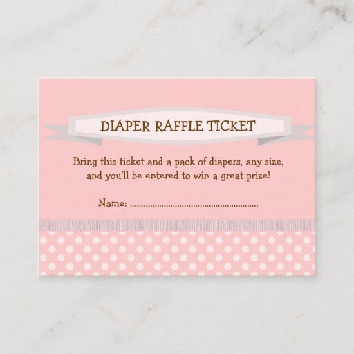 Customizable Pink Baby Shower Diaper Raffle Ticket Insert Business Card Template