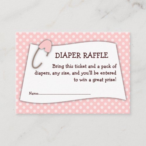 Pink Baby Shower Diaper Raffle Ticket Insert Business Card Template