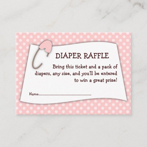 Customizable Pink Baby Shower Diaper Raffle Ticket Insert Business Card Template