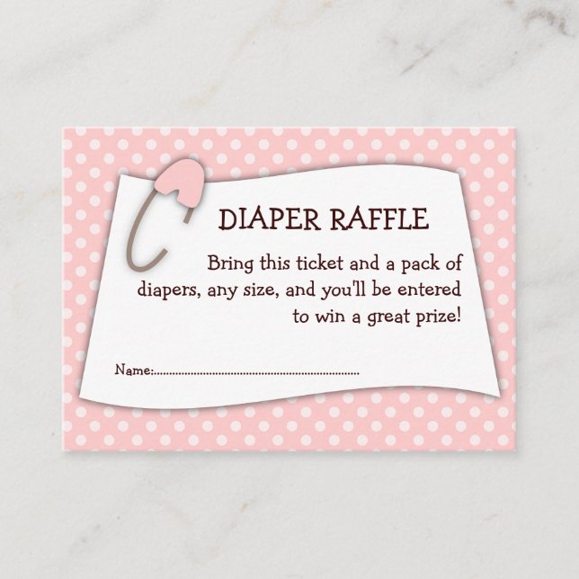 Pink Baby Shower Diaper Raffle Ticket Insert (Front)