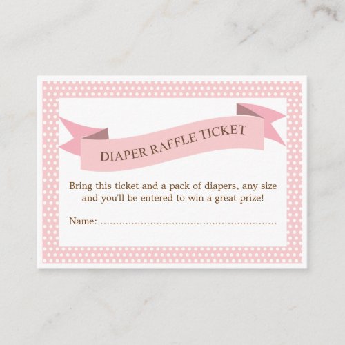 Pink Baby Shower Diaper Raffle Ticket Insert Business Card Template