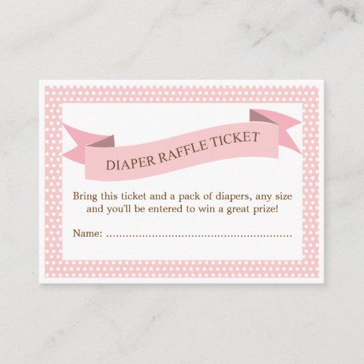 Customizable Pink Baby Shower Diaper Raffle Ticket Insert Business Card Template