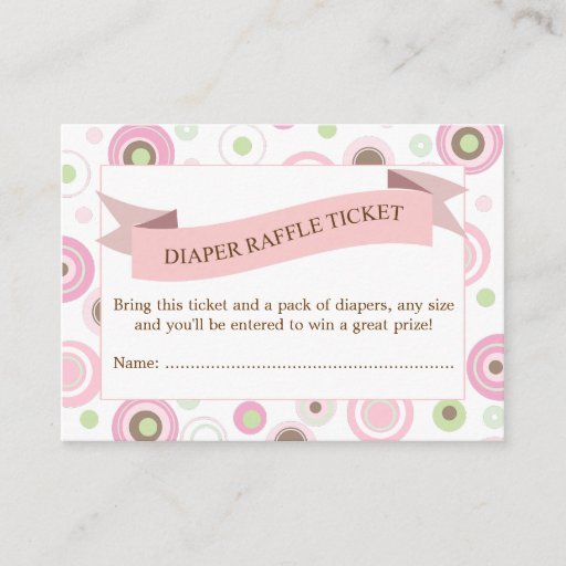 Customizable Pink Baby Shower Diaper Raffle Ticket Insert Business Card Template