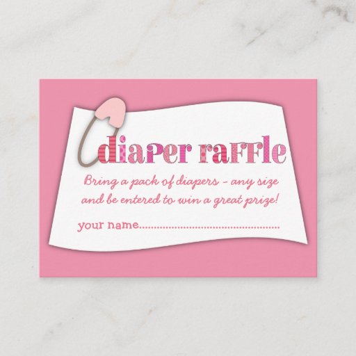 Customizable Pink Baby Shower Diaper Raffle Ticket Insert Business Card