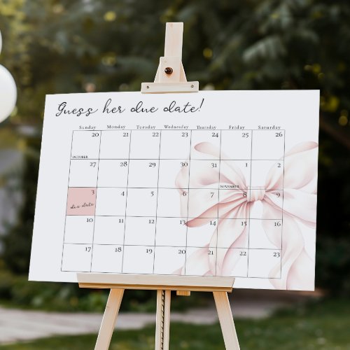 Pink Baby Shower Due Date Guess Game Foam Board