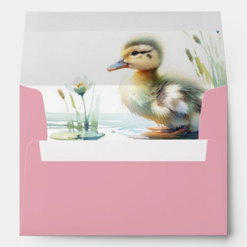 Pink Baby Shower Envelopes Cute Duckling