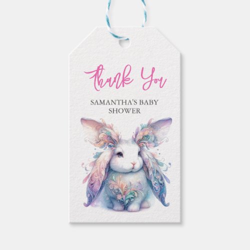 Pink Baby Shower Favor Tags Template Bunny