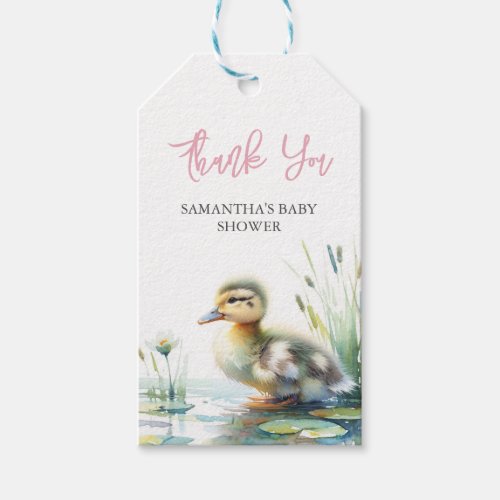 Pink Baby Shower Favor Tags Template Duckling