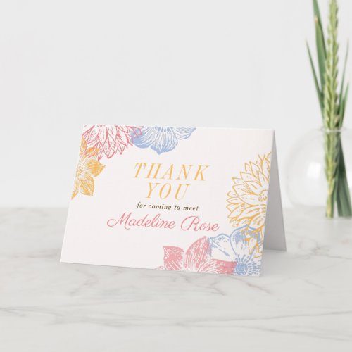 PInk Baby Shower Floral Sip and See  Thank You Card