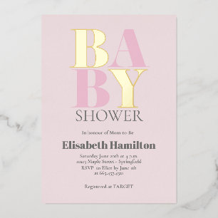 Pink Baby Shower Foil Invitation