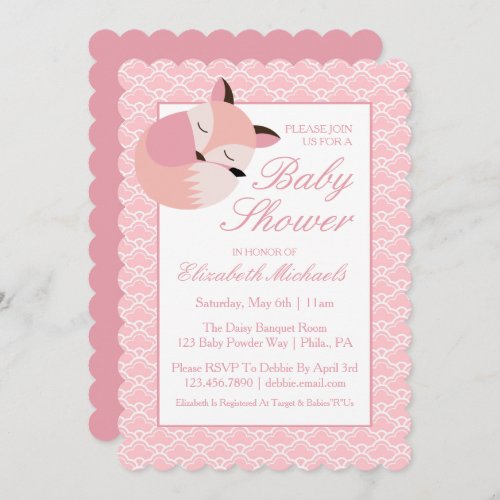 Pink Baby Shower Fox Invitation