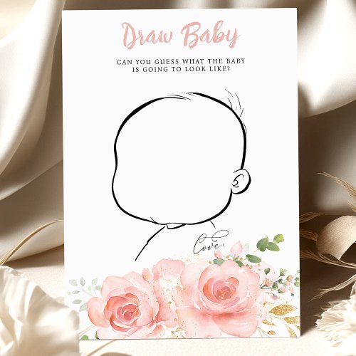 Pink Baby Shower Game Draw Baby Fun Reveal Party