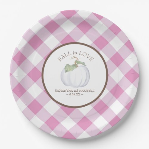 Pink Baby Shower Girl Watercolor Pumpkin Paper Plates