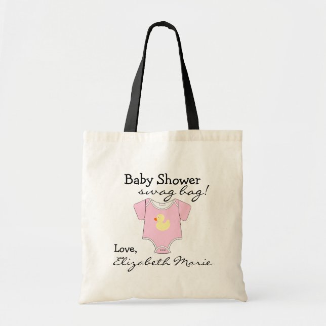 Pink Baby Shower Guest Favor Gift Tote Bag (Front)