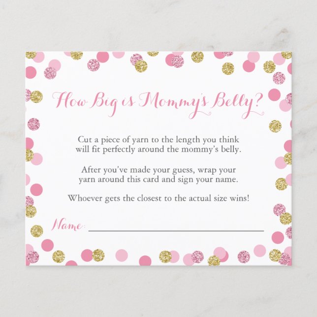 Pink Baby Shower How Big is Mommy's Belly Game (Front)