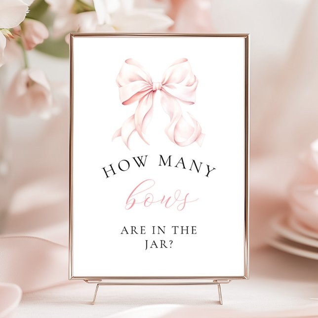 Pink Baby Shower How Many Bows Table Sign (Creator Uploaded)