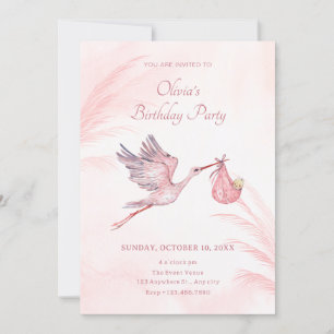 Pink baby shower invitation