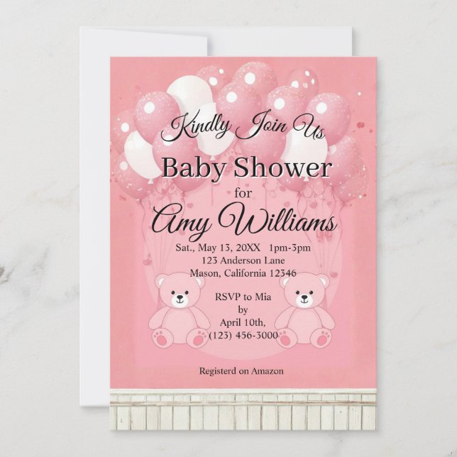 Pink Baby shower Invitation (Front)