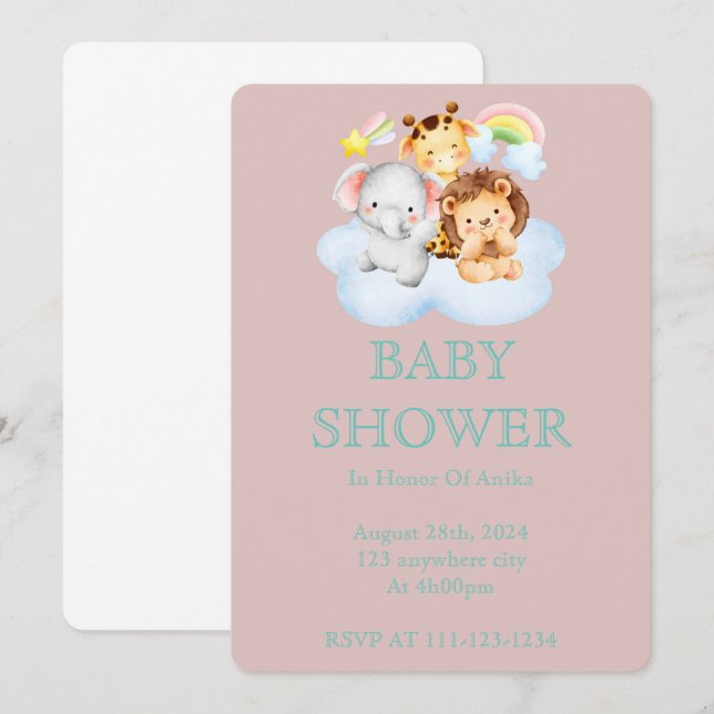 PINK BABY SHOWER INVITATION FOR GIRLS (Front/Back)