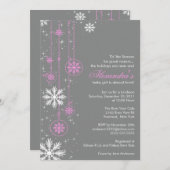 Pink Baby Shower Invitation Winter Snowflakes (Front/Back)