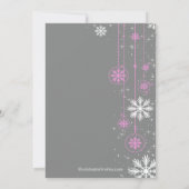 Pink Baby Shower Invitation Winter Snowflakes (Back)